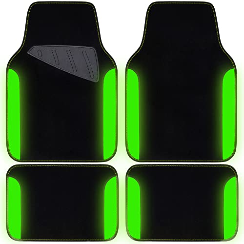 Black and Green Color Waterproof Faux Leather Car Floor Mats Set Of 4