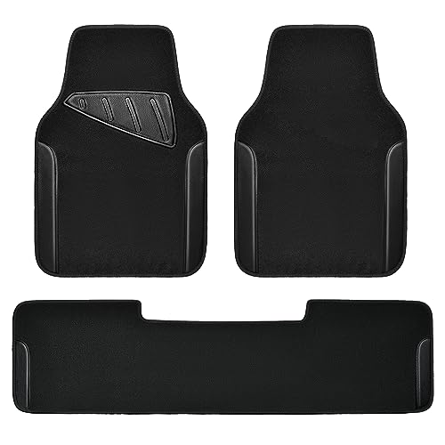 Black 3pcs Color Waterproof Faux Leather Car Floor Mats Set Of 4
