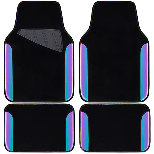 Black and Colorful Color Waterproof Faux Leather Car Floor Mats Set Of 4