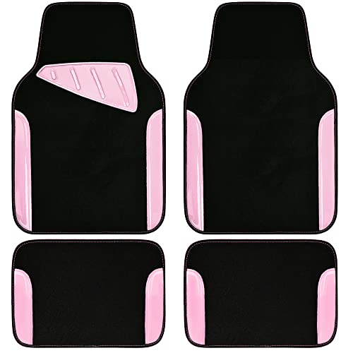 Pink Color Waterproof Faux Leather Car Floor Mats Set Of 4