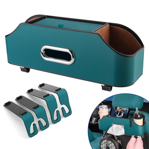 Navy Blue Color Car Seat Back Organizer with Cup & Tissue Storage