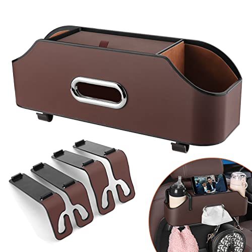 Brown Color Car Seat Back Organizer with Cup & Tissue Storage