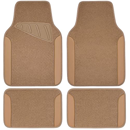 All Beige Color Waterproof Faux Leather Car Floor Mats Set Of 4