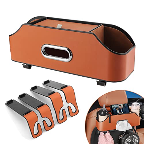 Orange Color Car Seat Back Organizer with Cup & Tissue Storage